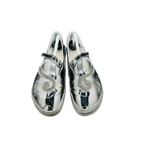 ✨ Naot Mary Jane Slingback Silver Swirl Leather Shoes Women’s 41 Comfort Arch - Picture 2 of 7